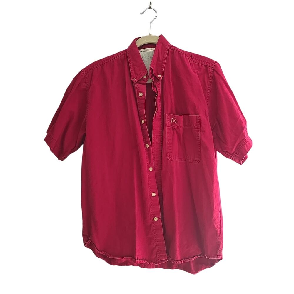 Vintage Bugle Boy Red‎ Pocket Short Sleeve Button Down Shirt Men's Size Medium